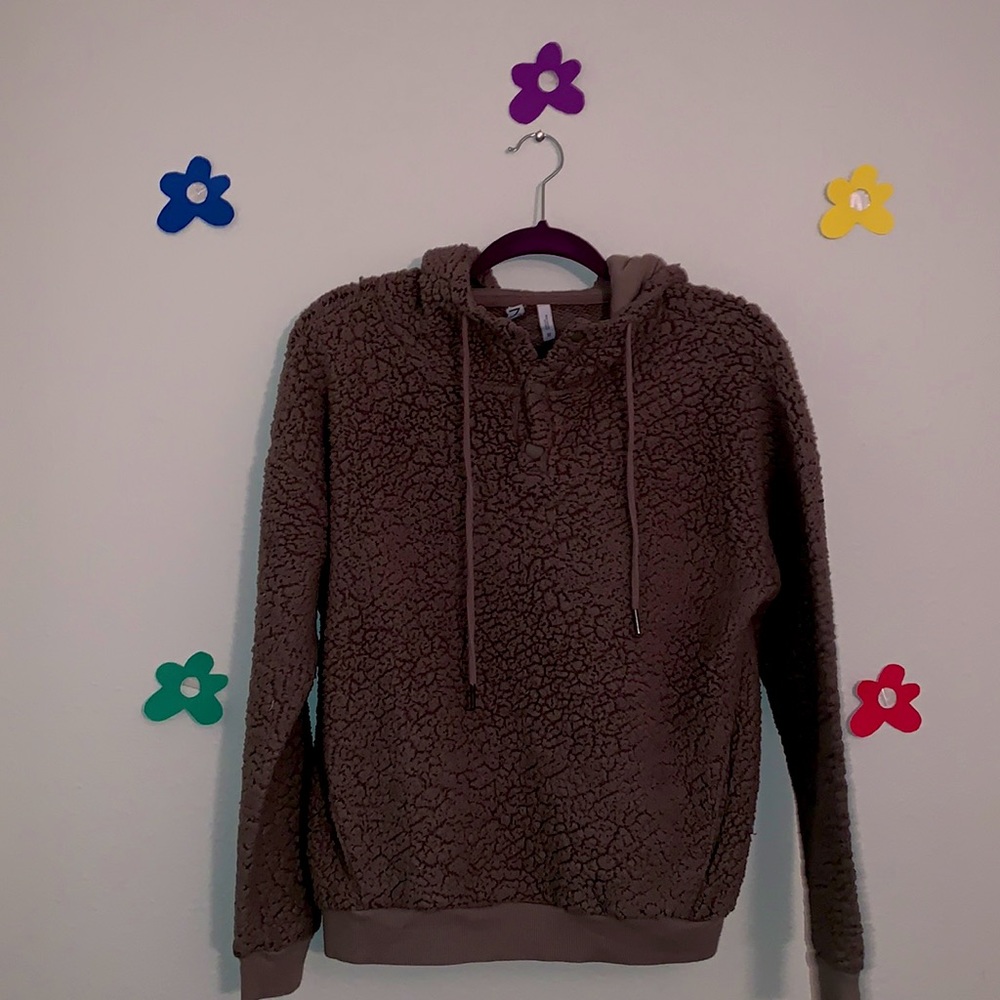 Brown Teddy Button-up Hoodie